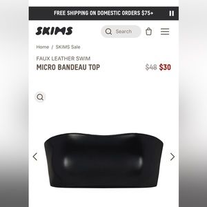 SKIMS Micro Bandeau Faux Patent/Pleather Swim Top